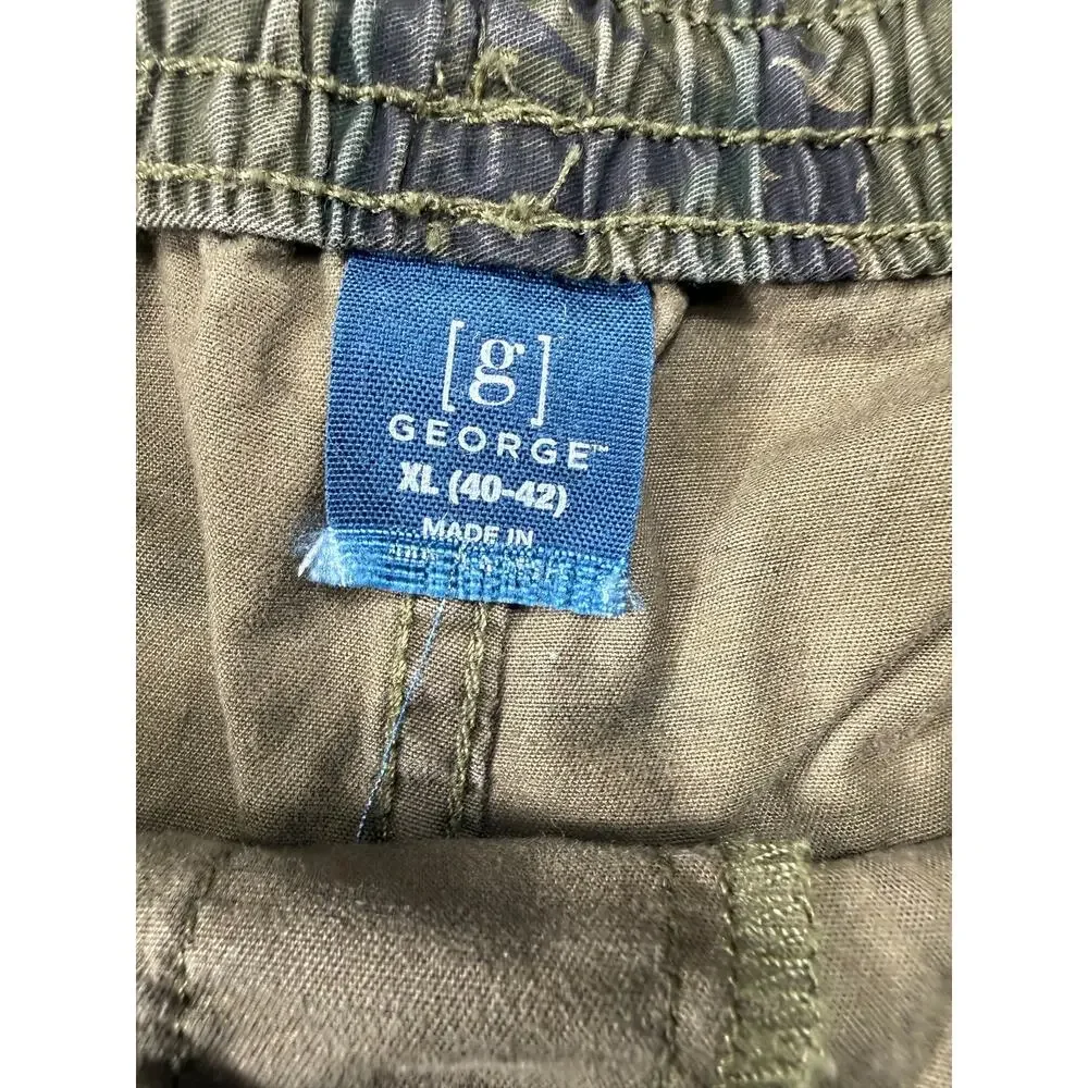 George Men’s XL Hawaiian Tropical Swim Trunks Olive Green Palm Tree Beach Shorts